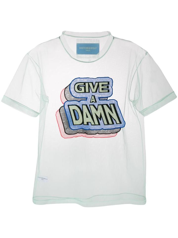 Victor & Rolf Sheer 'give A Damn' T-shirt - Green