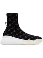 Stella Mccartney Loop Logo Embellished Sock Sneakers - Black