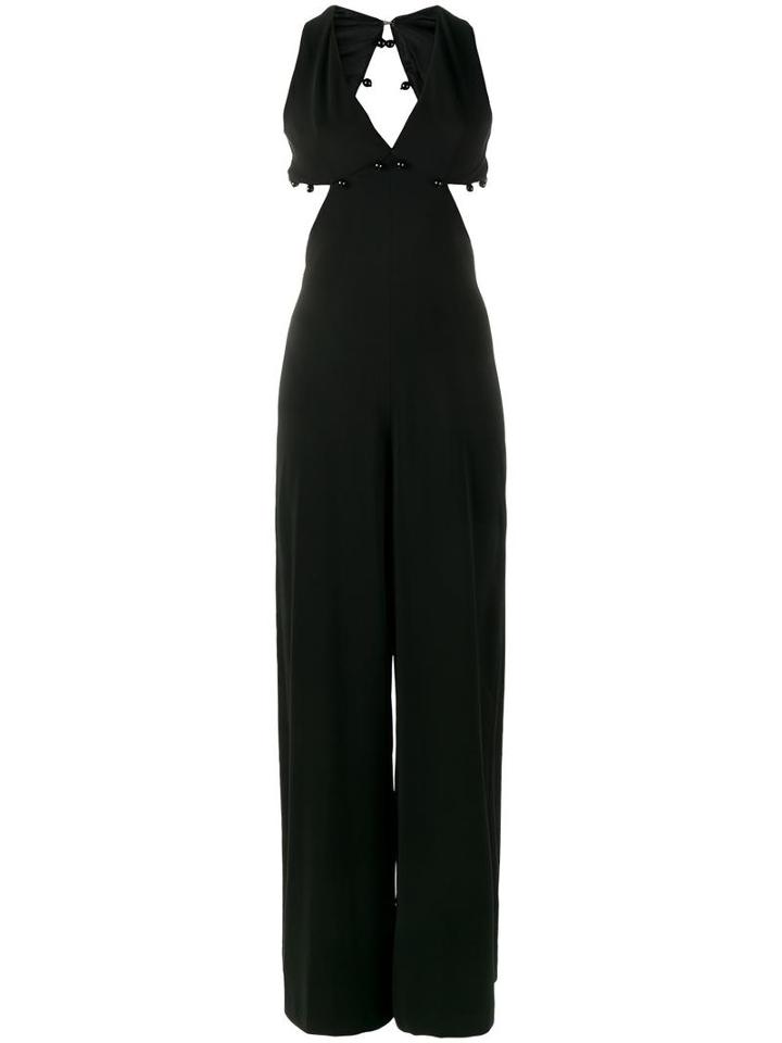 Adam Selman 'whodunit' Cut Out Jumpsuit, Women's, Size: 10, Black, Silk/polyester/spandex/elastane