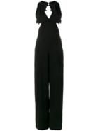 Adam Selman 'whodunit' Cut Out Jumpsuit, Women's, Size: 10, Black, Silk/polyester/spandex/elastane