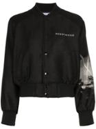 Adaptation La Print Wool Blend Bomber Jacket - Black