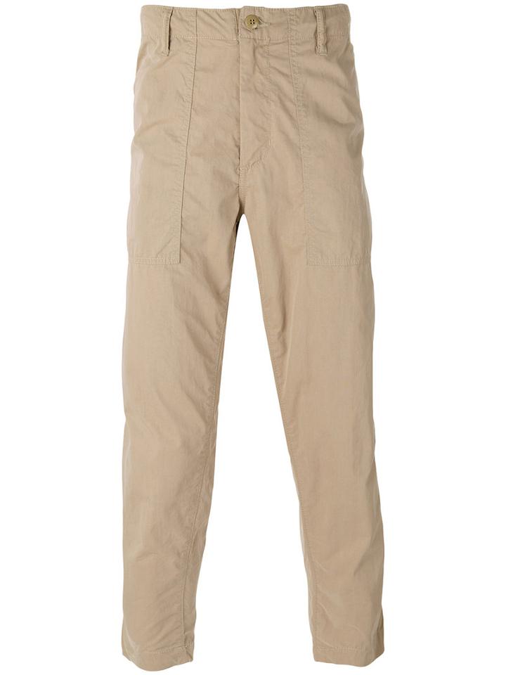 Ganryu Comme Des Garcons - Flap Pocket Cropped Trousers - Men - Cotton/nylon - M, Nude/neutrals, Cotton/nylon