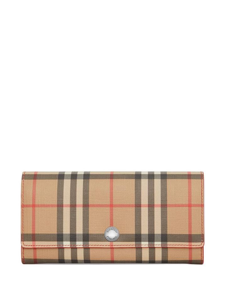 Burberry Vintage Check And Leather Continental Wallet - Silver
