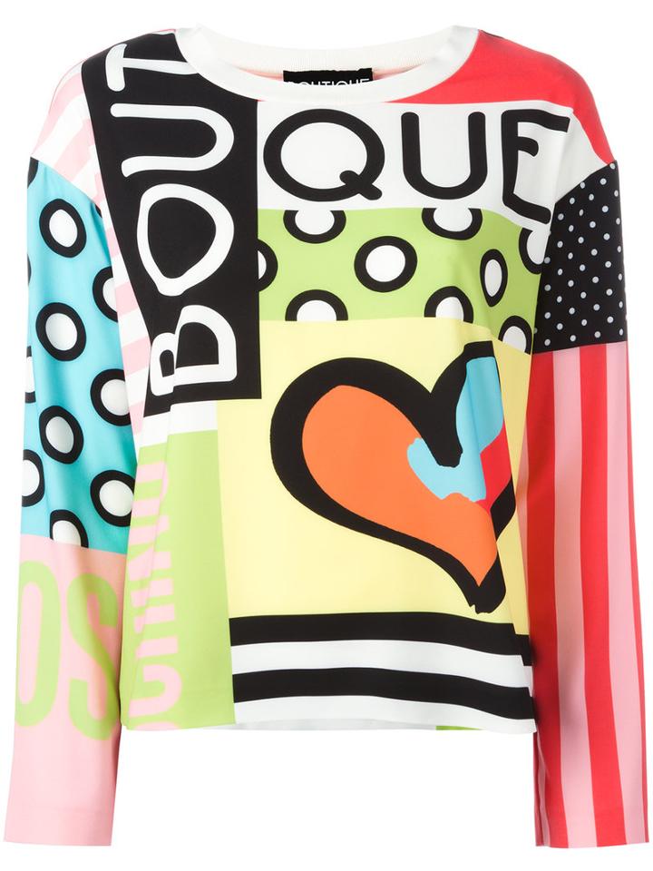 Boutique Moschino Logo Print Blouse, Size: 38, Polyester/other Fibers/rayon/spandex/elastane