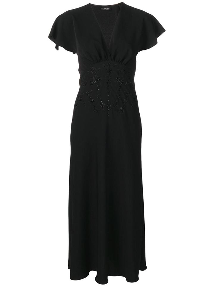 Ermanno Ermanno Floral Embroidered Evening Dress - Black