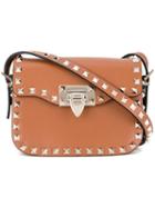 Valentino 'rockstud' Flip-lock Shoulder Bag, Women's, Brown