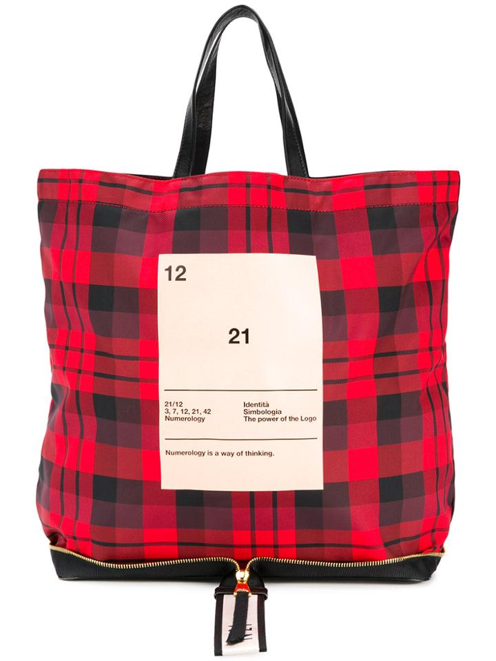 No21 Tartan 21 Print Tote Bag - Red