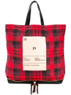 No21 Tartan 21 Print Tote Bag - Red
