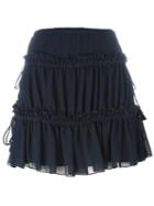 See By Chloé Ruffled Drawstring Skirt, Women's, Size: 40, Blue, Polyester/cotton