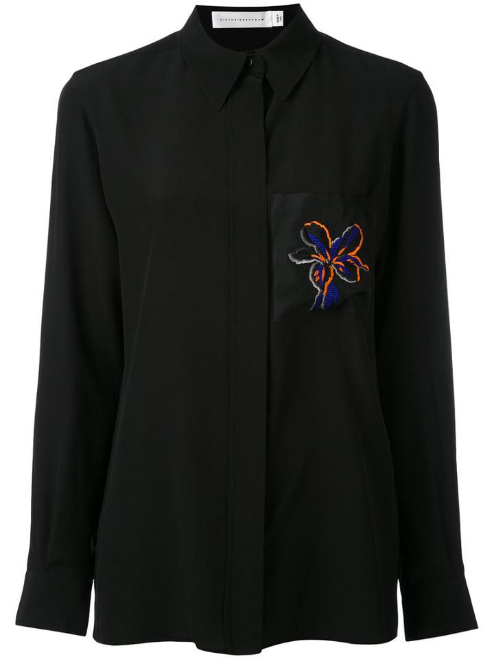 Victoria Beckham - Orchid Long Sleeve Shirt - Women - Silk/viscose - 10, Black, Silk/viscose