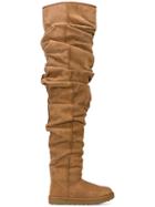 Y / Project Ruched Thigh High Boots - Brown