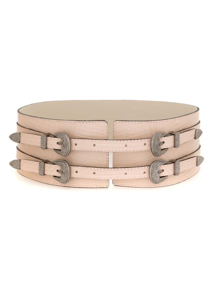 Olympiah Multiple Buckles Wide Belt - Pink