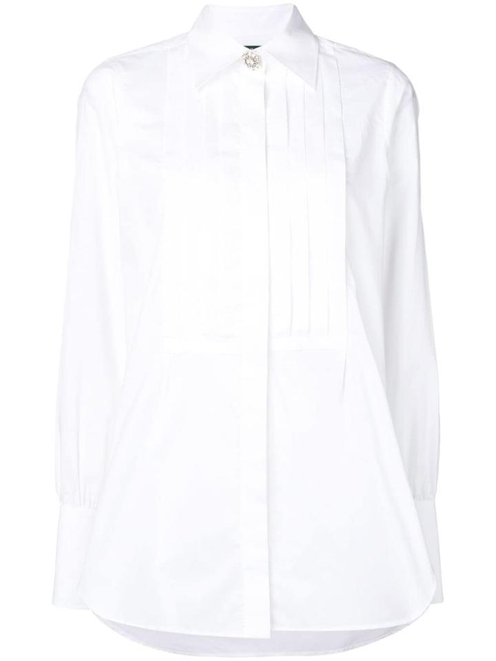 Alexa Chung Pleated Bib Shirt - White