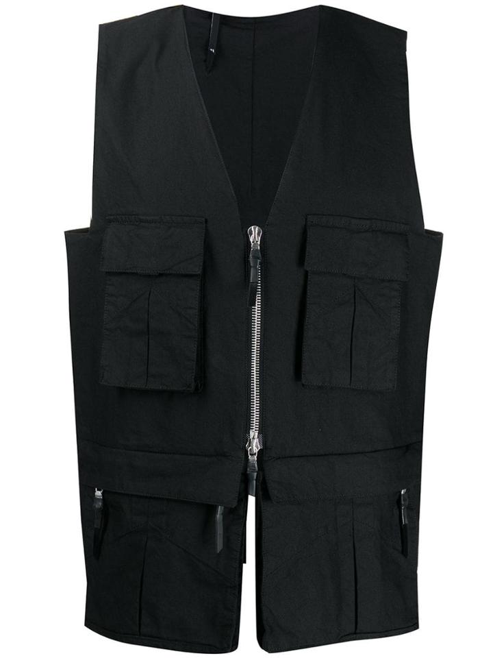 11 By Boris Bidjan Saberi Safari Zipped Vest - Black