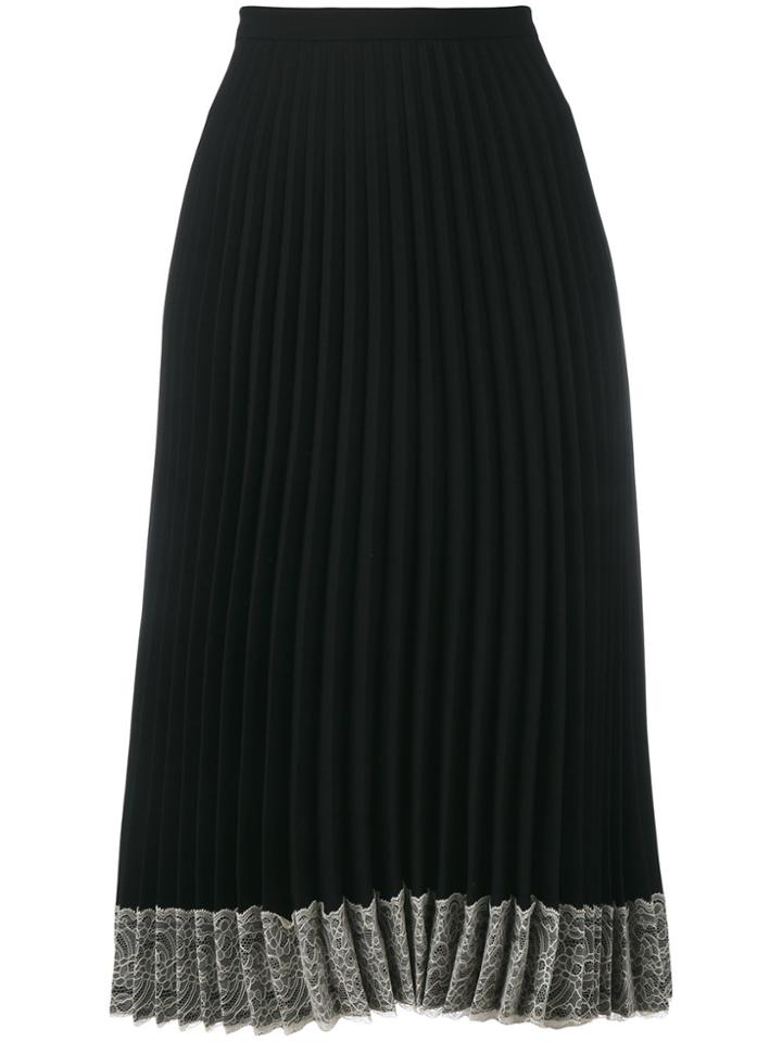 Red Valentino Lace-trimmed Crepe Skirt - Black