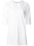 Astraet Boat Neck Centre Trim Detail Long Fitted T-shirt, Women's, White, Cotton