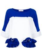 Capucci Ruffle-appliquéd Colour-block T-shirt - Blue