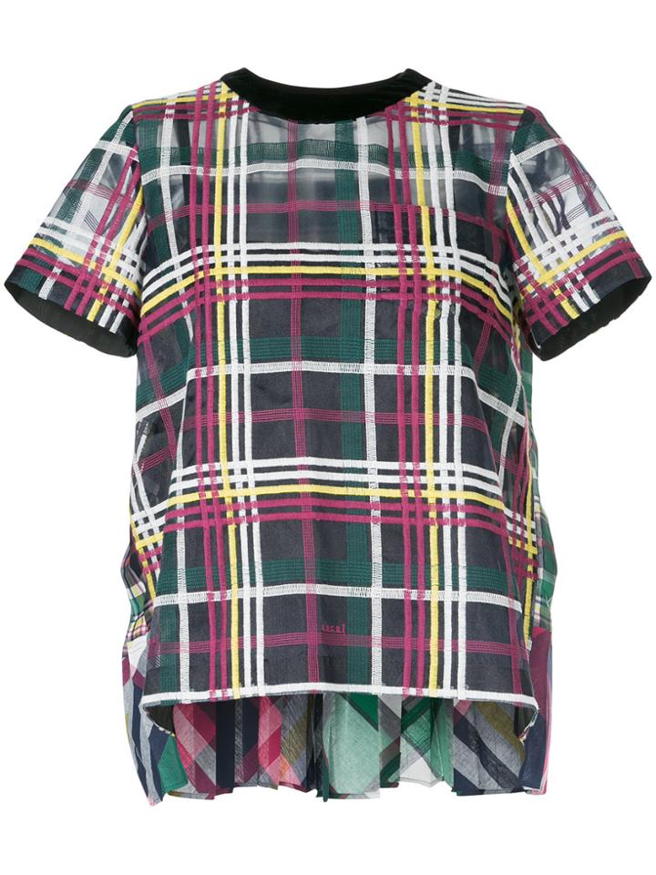Sacai Pleated-back Check Top - Black