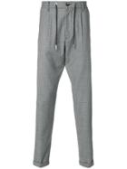 Eleventy Check Drawstring Tailored Trousers - Grey