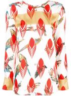 Odeeh Parrot Printed Blouse - White