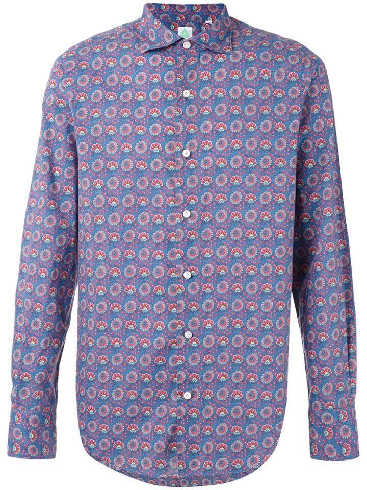 Finamore 1925 Napoli Floral 'tokyo' Shirt - Blue