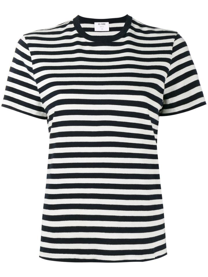 Re/done Stripe Print Short Sleeve T-shirt - Blue