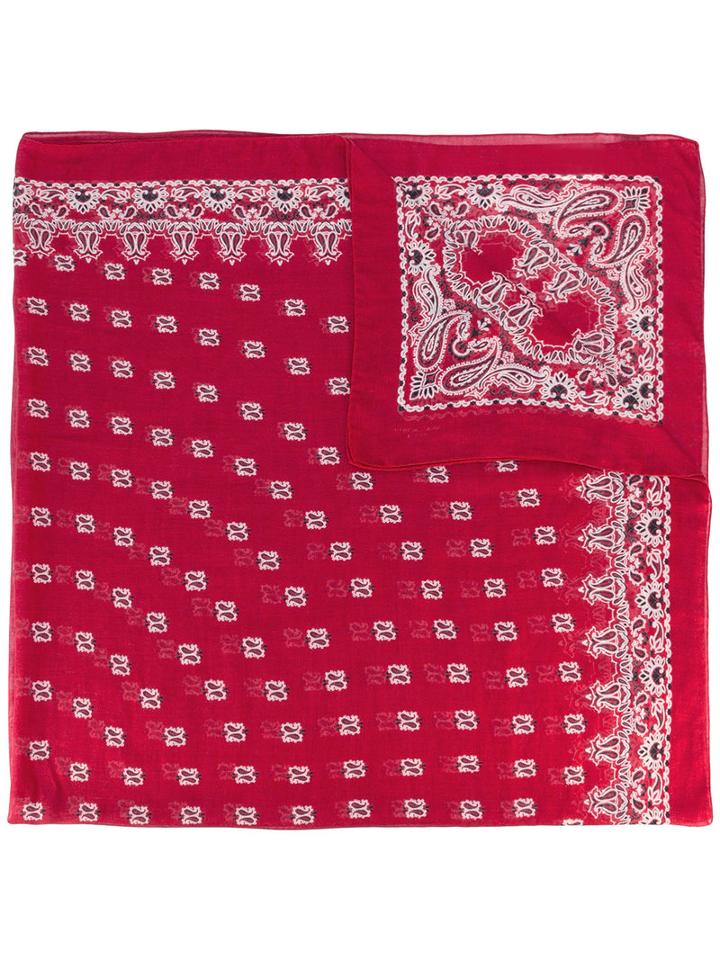 Saint Laurent Bandana Print Scarf, Women's, Red, Silk