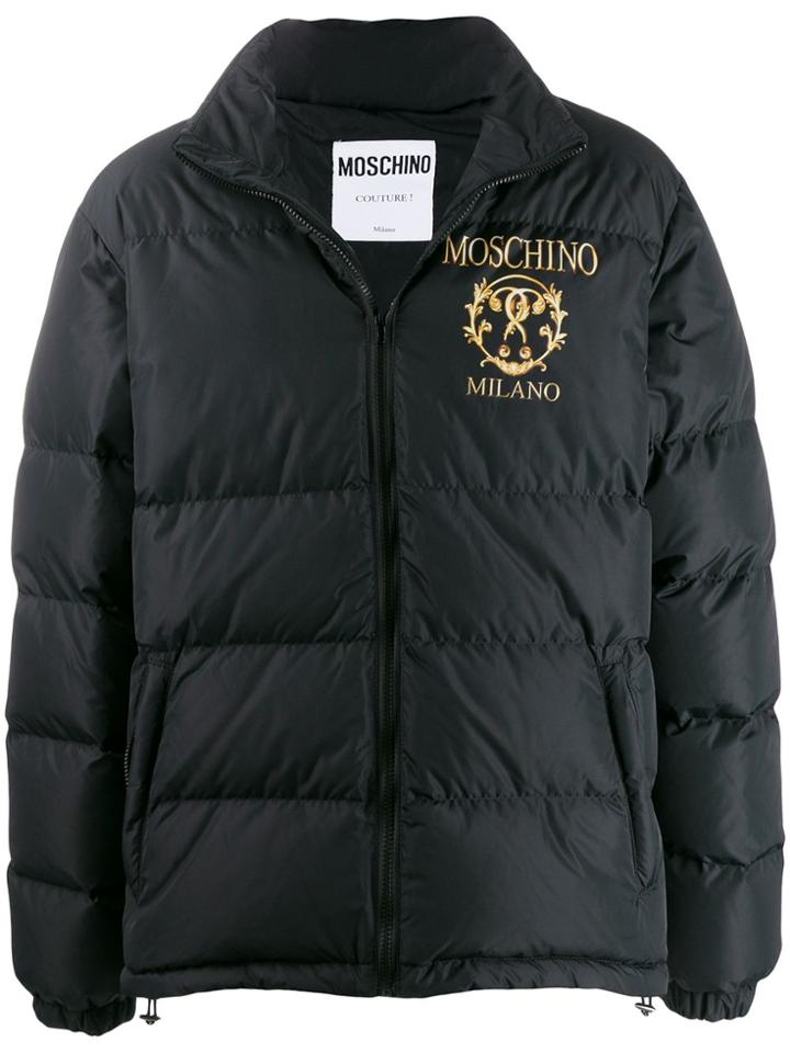 Moschino Logo Print Padded Jacket - Black