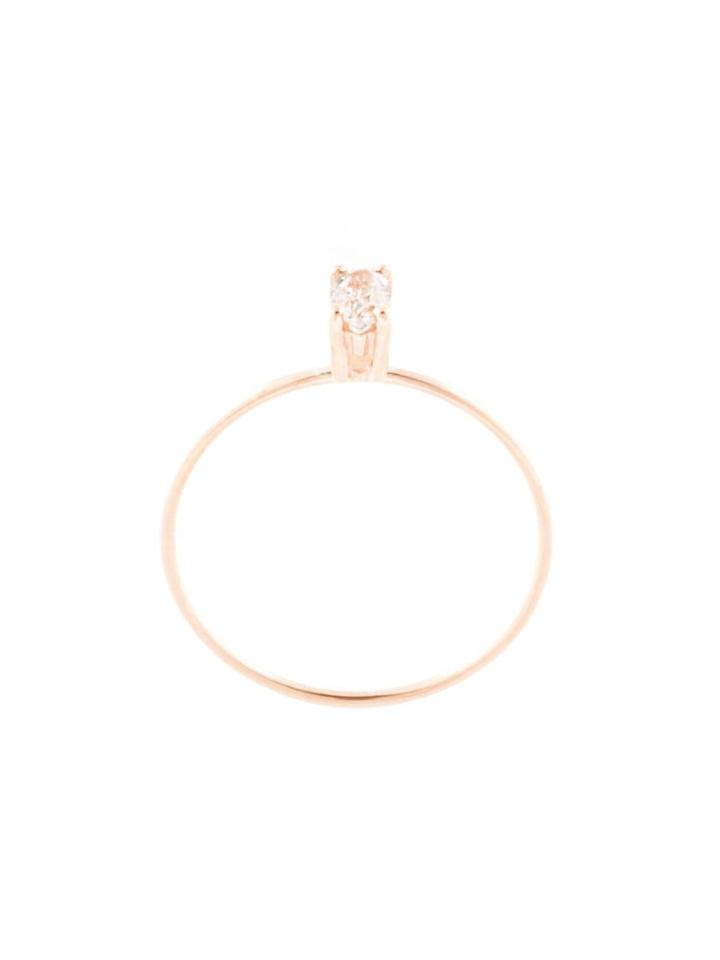 Natalie Marie 9kt Rose Gold Tiny Marquise Rutilated Quartz Ring