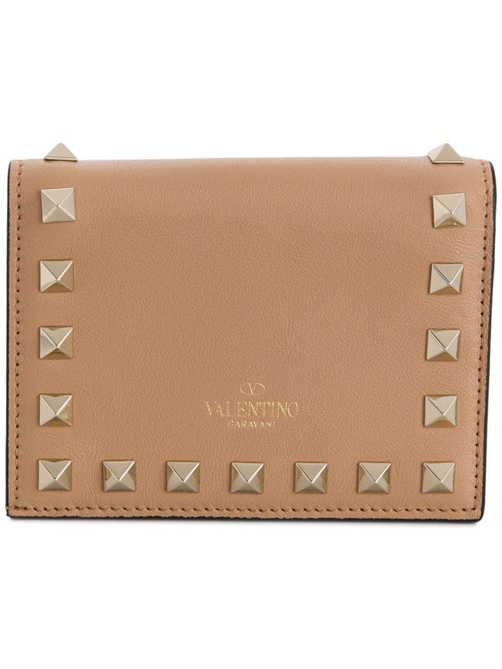 Valentino Rockstud Foldover Wallet - Nude & Neutrals