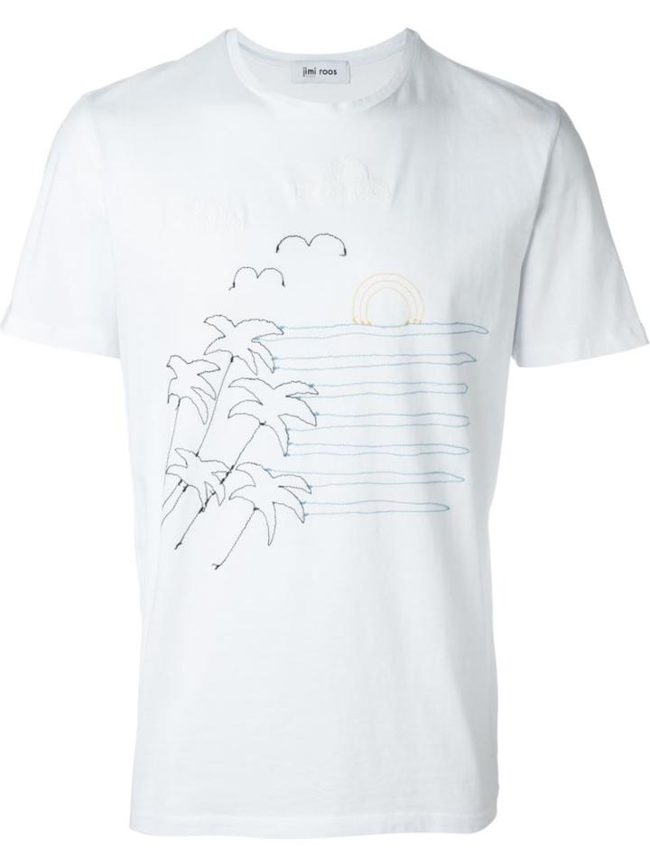 Jimi Roos Embroidered Bear T-shirt, Men's, Size: Xl, White, Cotton