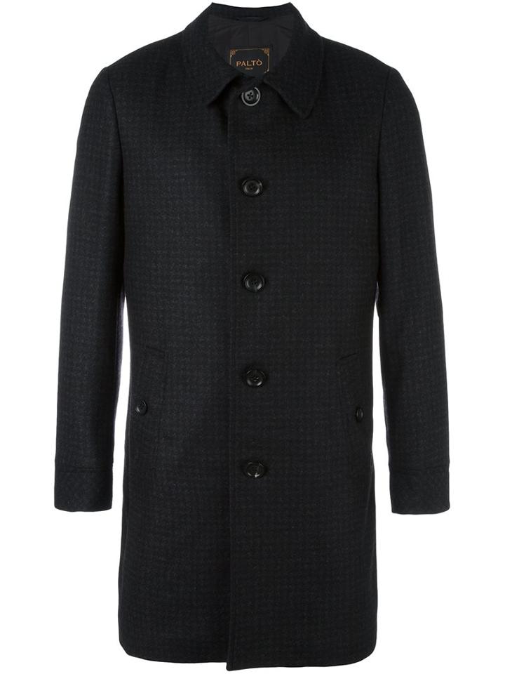 Paltò Single Breasted Coat, Men's, Size: 50, Black, Cotton/nylon/wool