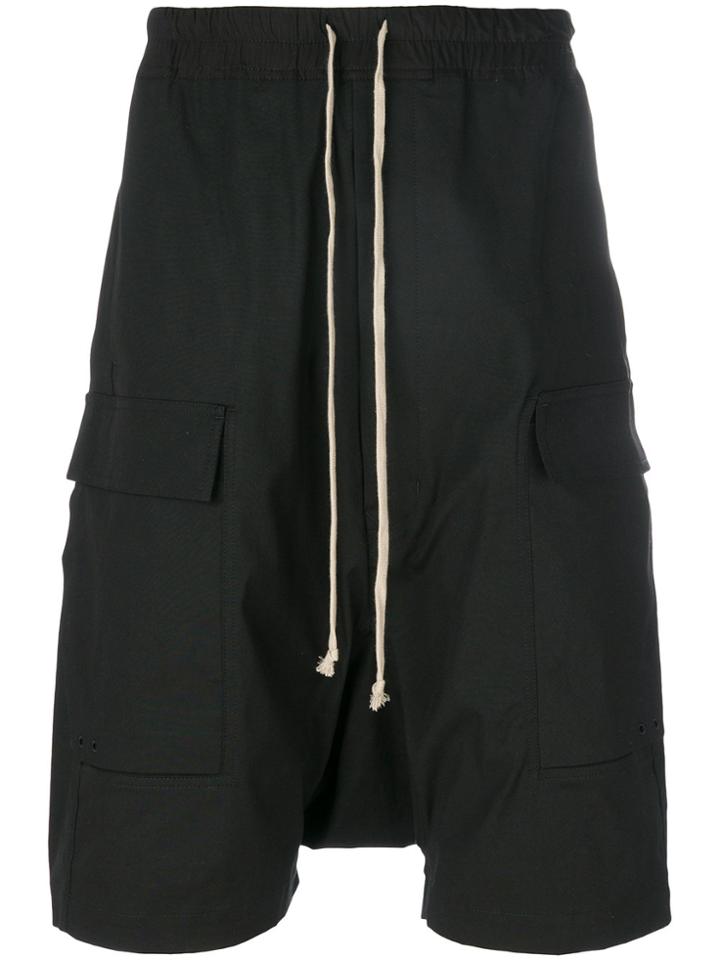 Rick Owens Drop Crotch Cargo Shorts - Black