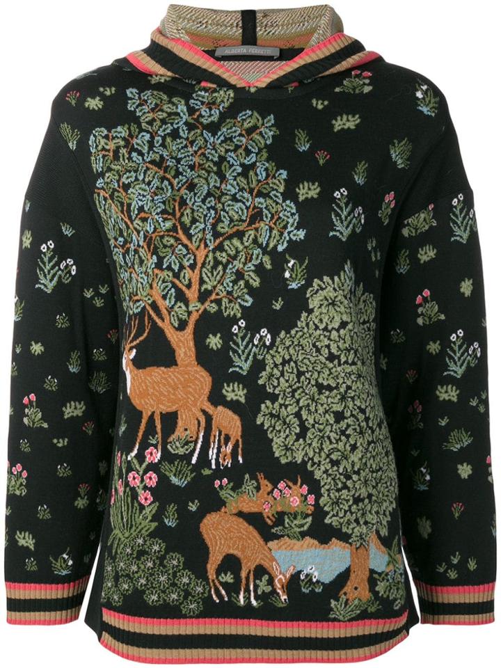 Alberta Ferretti Embroidered Oversized Sweater - Black