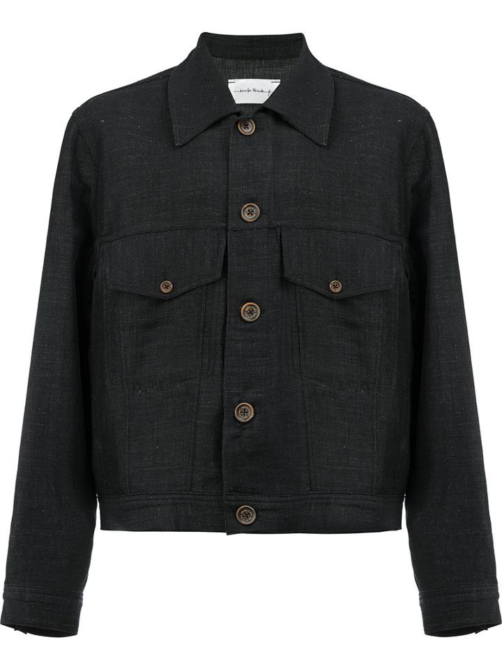 Song For The Mute Classic Shirt Jacket, Men's, Size: 48, Black, Cotton/linen/flax/nylon/wool