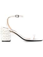 No21 Flower Embellished Sandals, Women's, Size: 41, White, Leather/silk