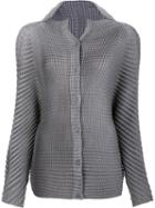 Issey Miyake Pleated Cardigan-style Jacket, Women's, Size: 2, Grey, Polyester/virgin Wool