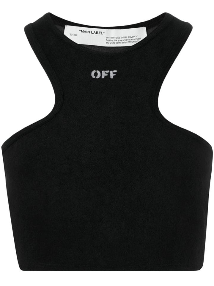 Off-white Logo Print Cropped Tank Top - Black
