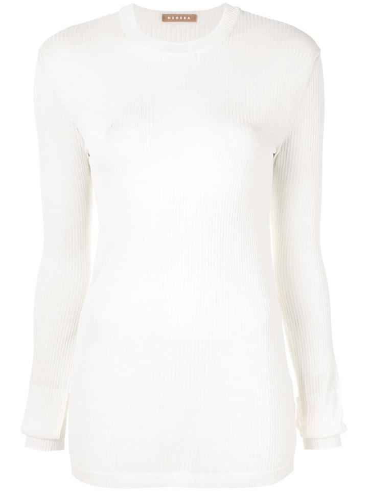 Nehera Long-sleeve Fitted Sweater - White