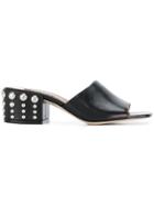 Sergio Rossi Pearl Embellished Heel Mules - Black