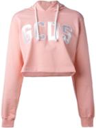 Gcds Logo Patch Cropped Hoodie, Women's, Size: Xs, Pink/purple, Cotton