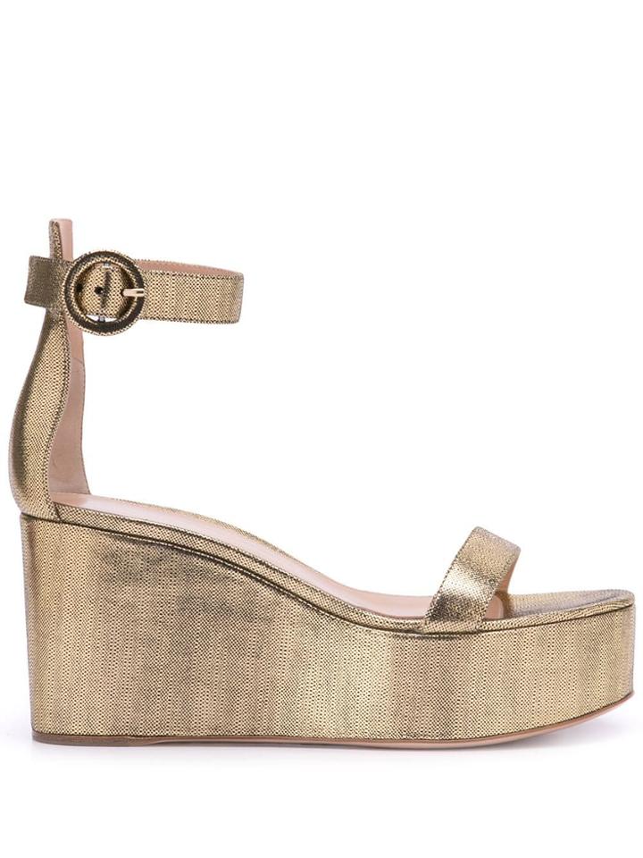 Gianvito Rossi Platform Wedge Sandals - Gold
