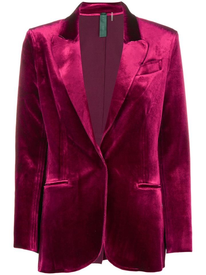 Norma Kamali Velvet Single-breasted Blazer - Red