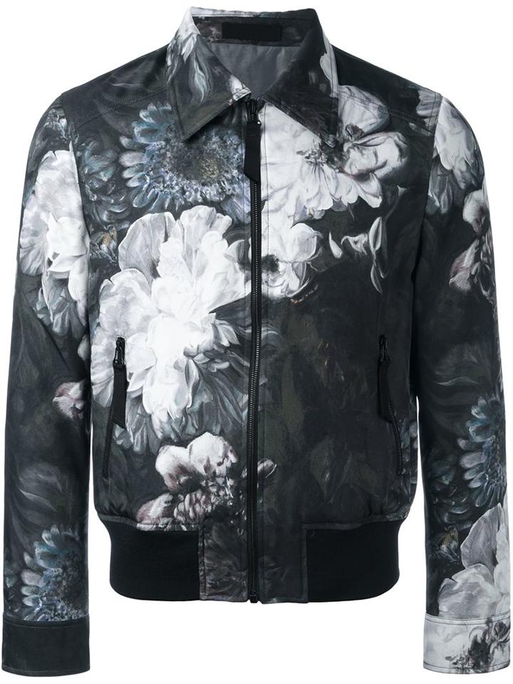 Alexander Mcqueen Floral Print Jacket, Men's, Size: 50, Silk/polyester/cotton/viscose