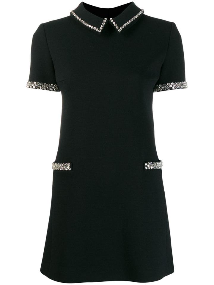 Saint Laurent Embellished Short-sleeve Dress - Black
