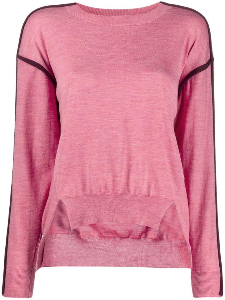 Stella Mccartney Contrast-seam High-low Sweater - Pink