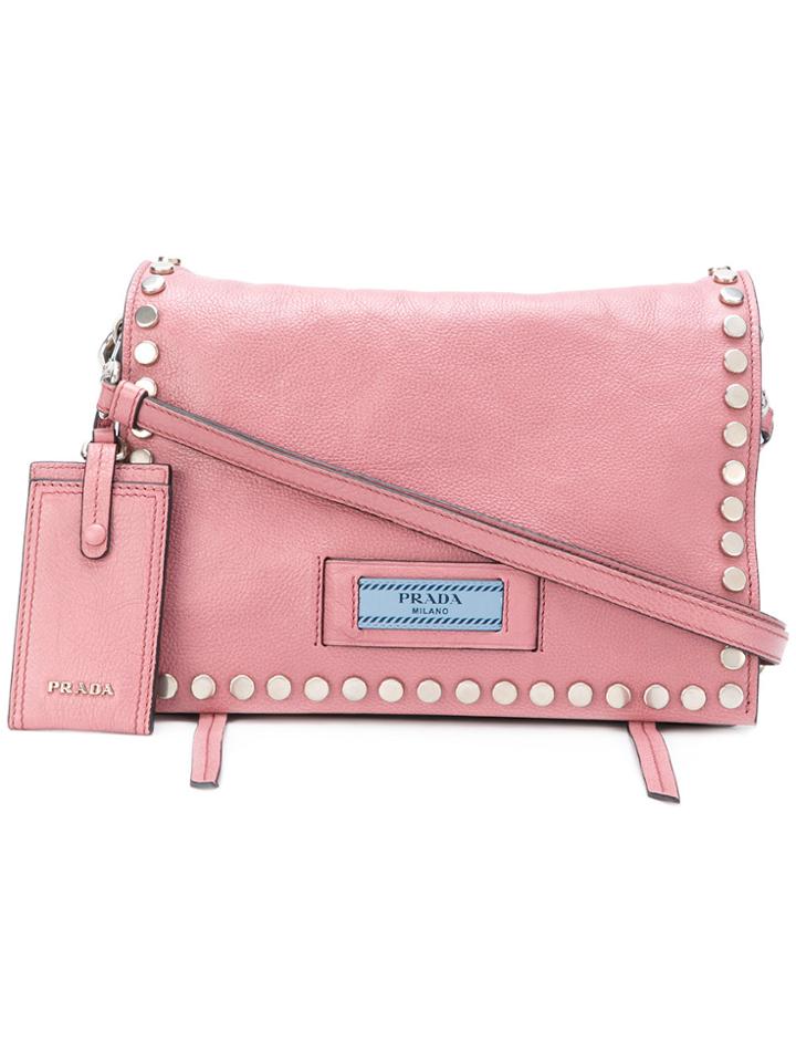 Prada Etiquette Studded Shoulder Bag - Pink & Purple