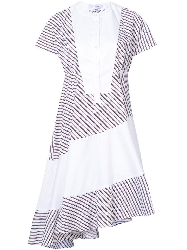 Carven - Asymmetric Hem Striped Dress - Women - Cotton - 40, White, Cotton
