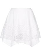 Charo Ruiz Asymmetric Lace Detail Skirt - White