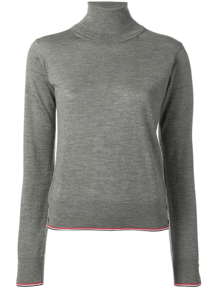 Thom Browne Classic Turtle Neck Pullover W/rwb Tipping Stripe In